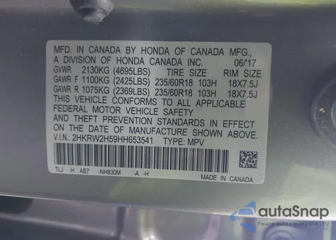 2017 Honda Cr-V Ex z USA, uszkodzony, nr VIN 2HKRW2H59HH653541